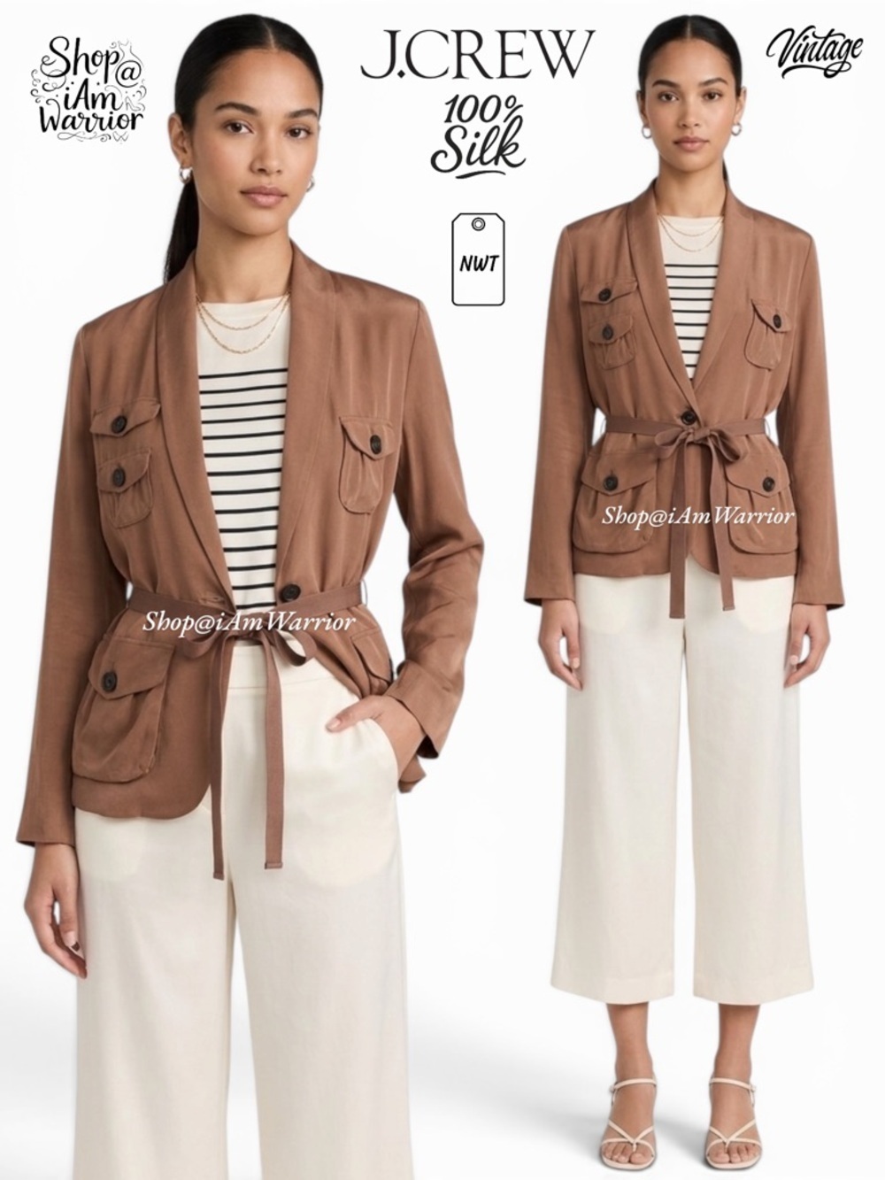 J.Crew NWT RARE silk belted utility jacket *shop@iamwarrior